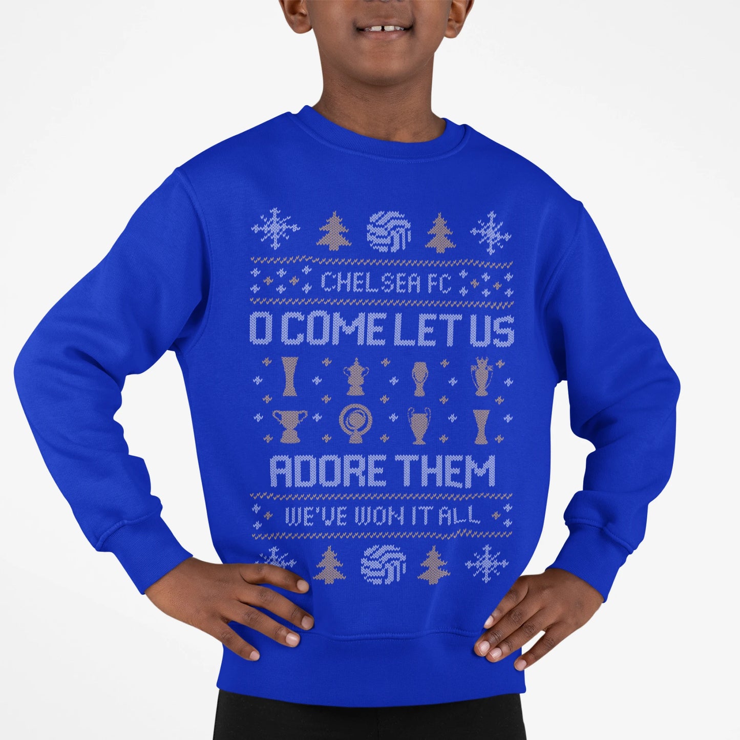 Kids Chelsea “O Come Let Us Adore Them” Christmas Jumper